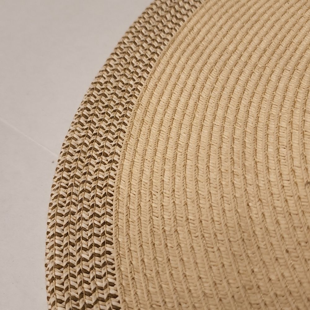 Wide Bill Paper/Polyester Blend Hat with Belt Accent,  1" Contrasting Color Brim - Picture 4 of 9